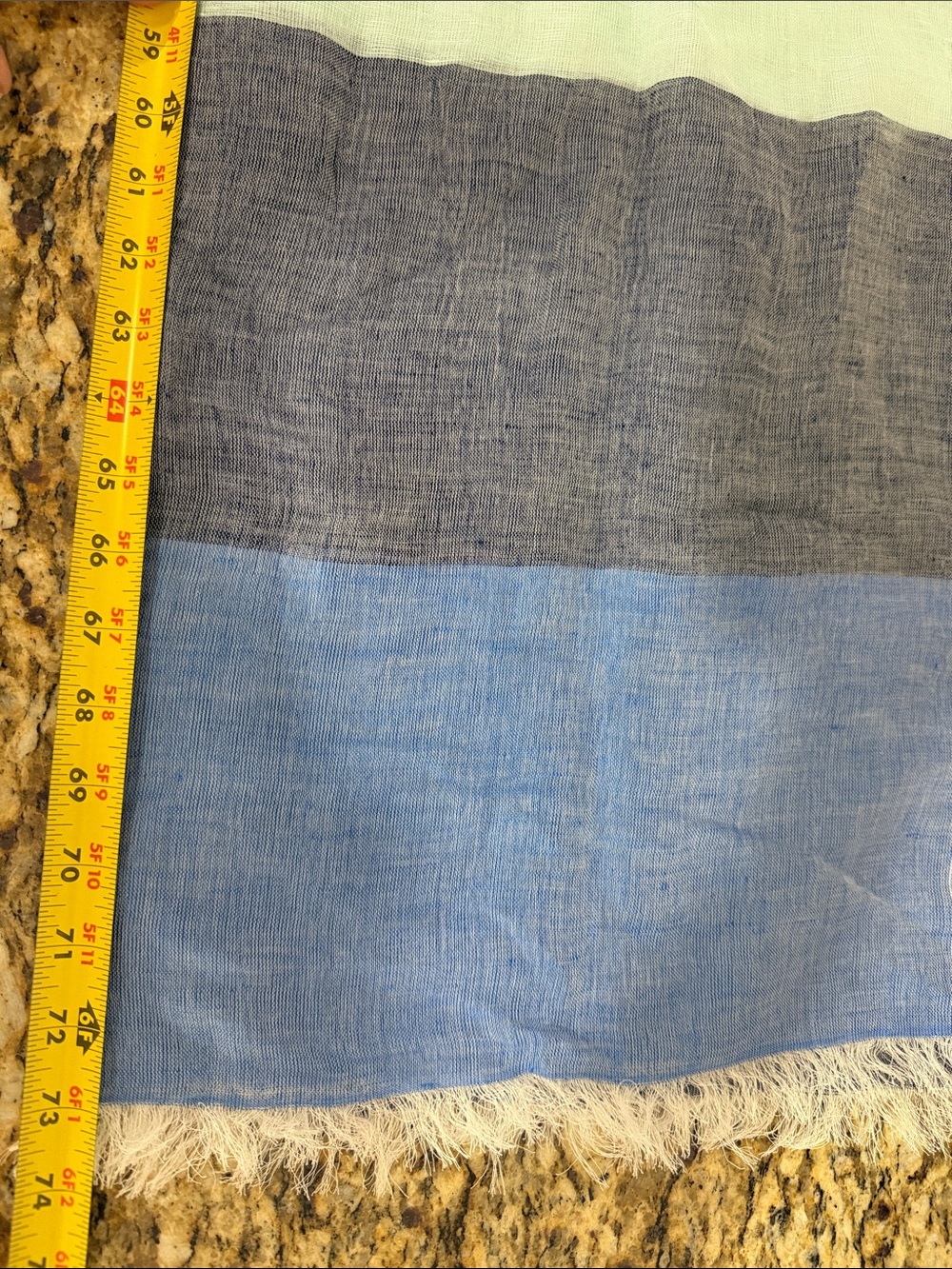 Tommy Bahama Linen Cotton Colorblock Fringe Scarf Turkish Sea NWT OS - Picture 5 of 5